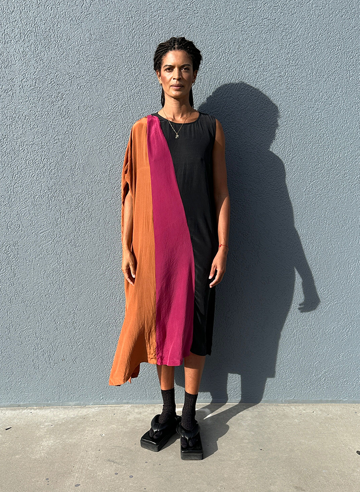 Thanh Dress, silk color block