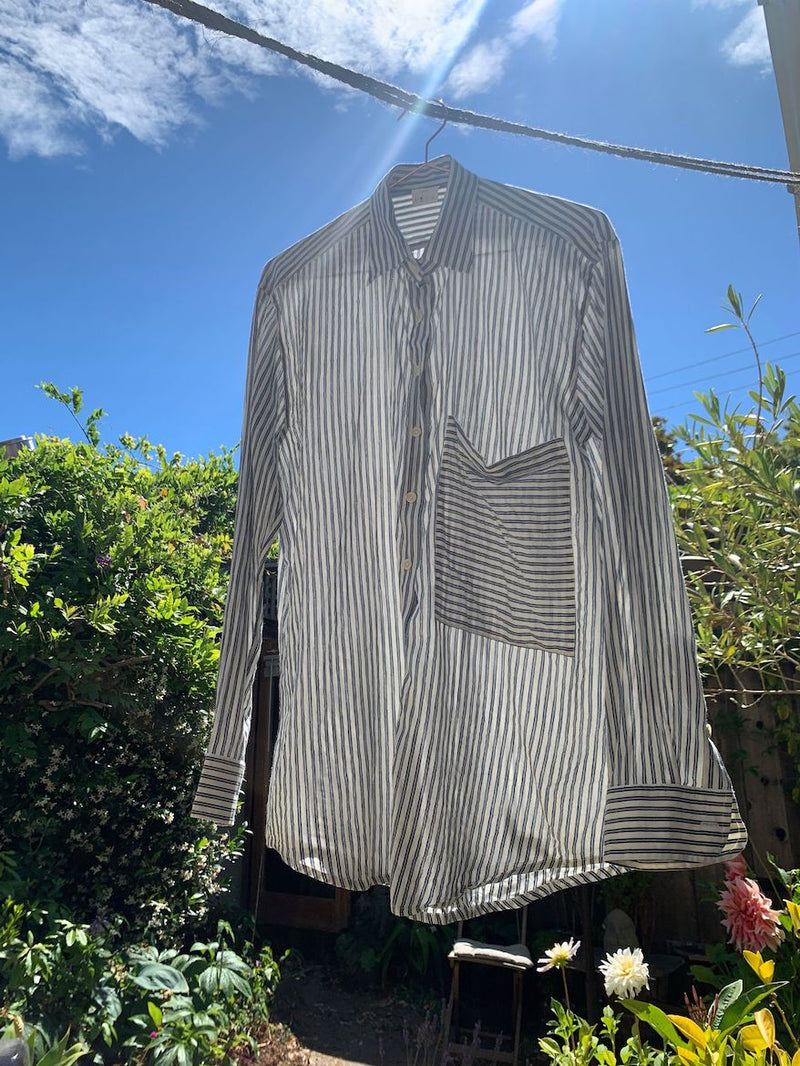 Unisex Page Shirt, navy indigo stripe