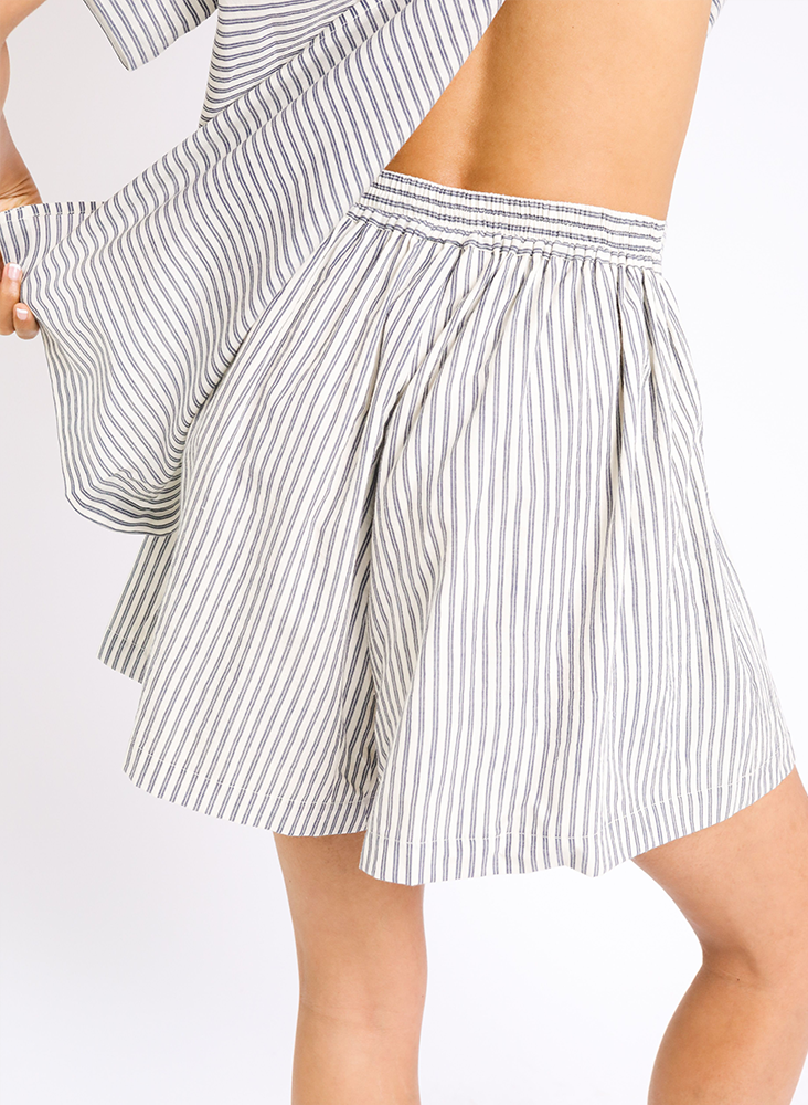 Lola Shorts, navy indigo stripe