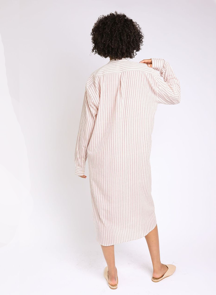Unisex Nat Shirt Dress, geranium stripe