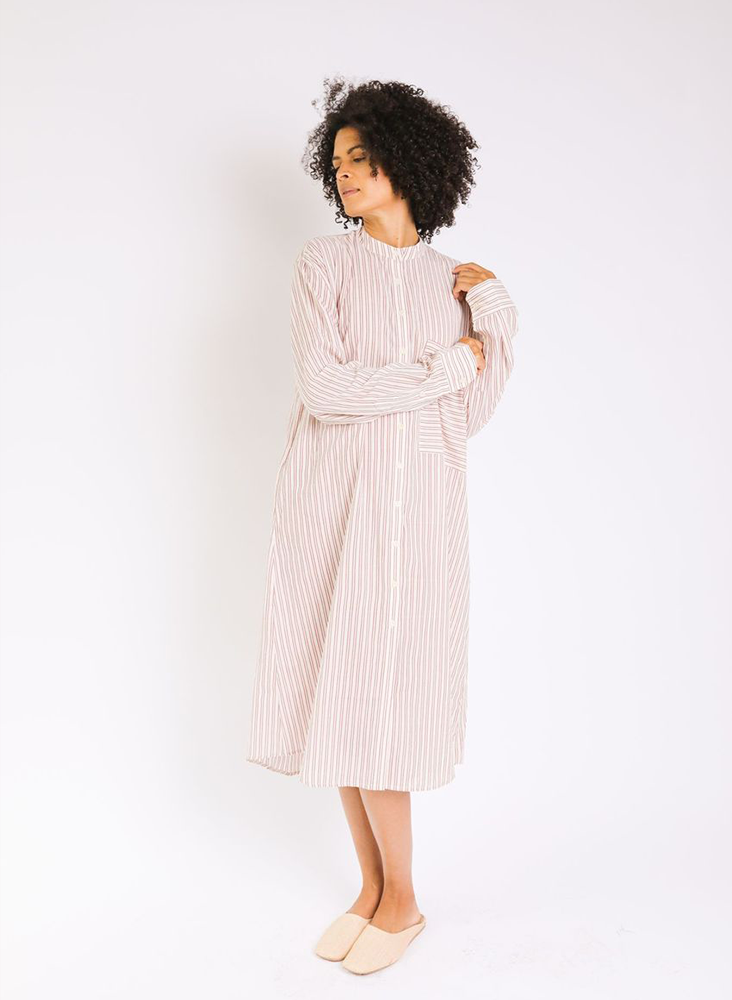 Unisex Nat Shirt Dress, geranium stripe