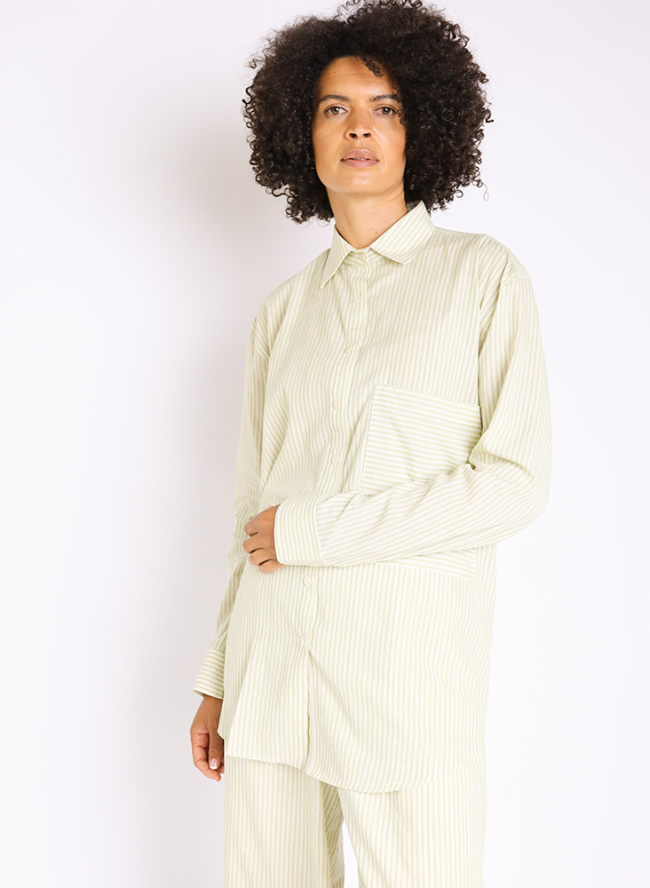 Unisex Page Shirt, matcha stripe