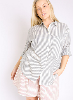Unisex Page Shirt, navy indigo stripe