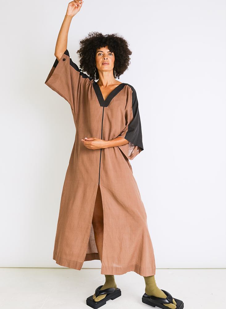 Rhadika Dress, mocha + black