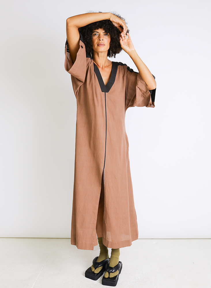 Rhadika Dress, mocha + black