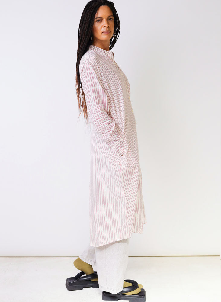 Unisex Nat Shirt Dress, geranium stripe