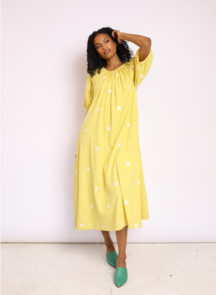 goan dress for ladies Linen 3/4 Sleeve Mini Dress in | Women's M | Beige