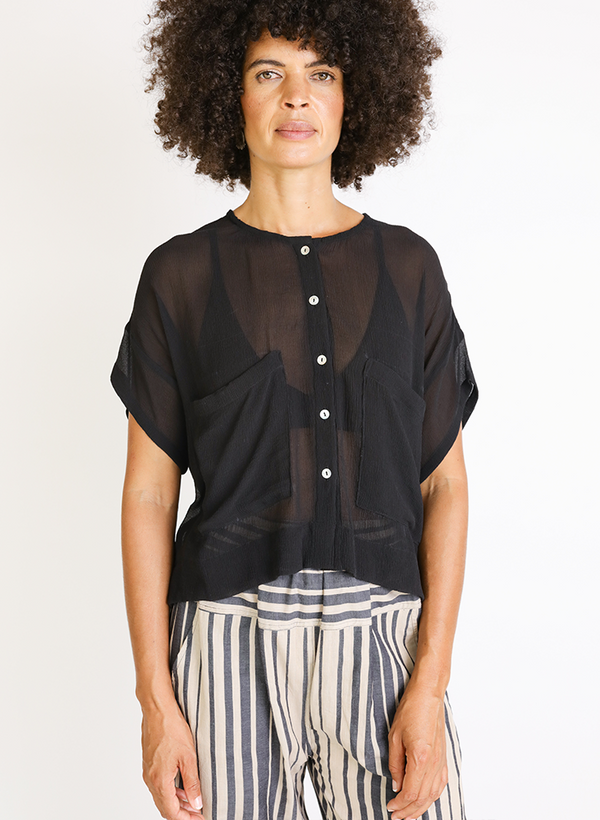 Megan Shirt, black silk chiffon