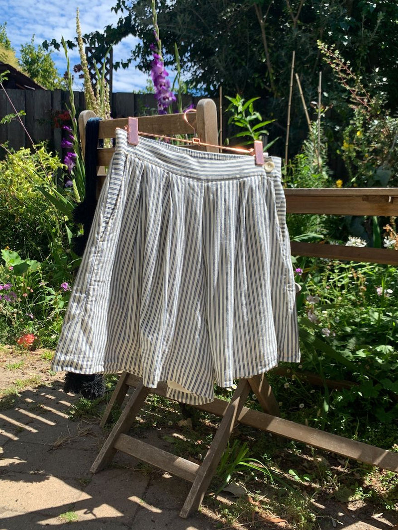 Lola Shorts, navy indigo stripe